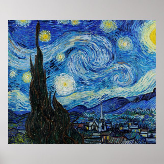 Póster Pintura de Van Gogh de la noche estrellada (1889) (Frente)