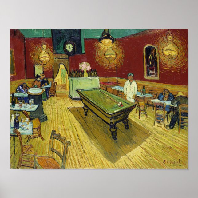 Póster Pintura de Van Gogh Night Cafe (Frente)