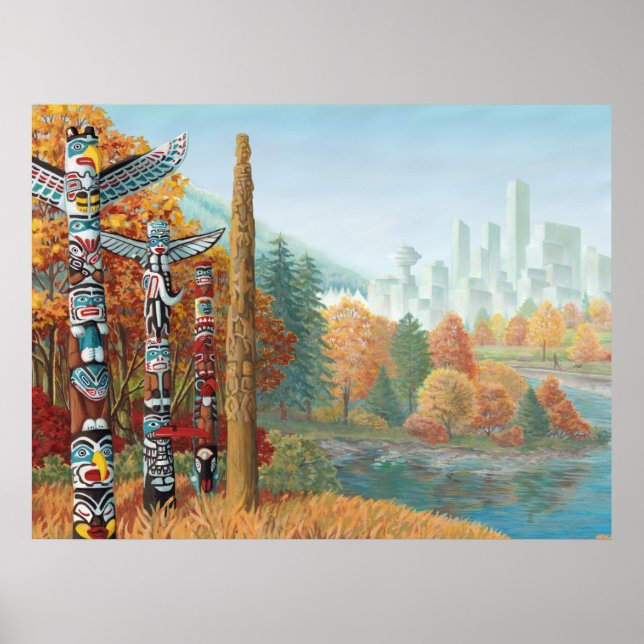 Póster Pintura de Vancouver Art Poster Vancouver Totem Po (Frente)