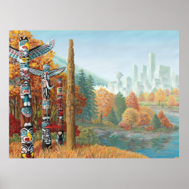 Póster Pintura de Vancouver Art Print Vancouver Totem Pol