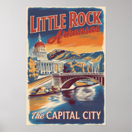 Póster Pintura de viaje de Little Rock Arkansas Vintage