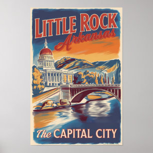 Póster Pintura de viaje de Little Rock Arkansas Vintage