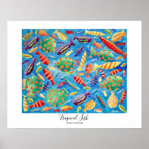 Póster Pintura de vida marina submarina de peces tropical