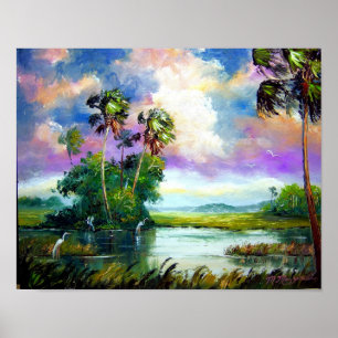 Póster Pintura de viento de Florida Everglades