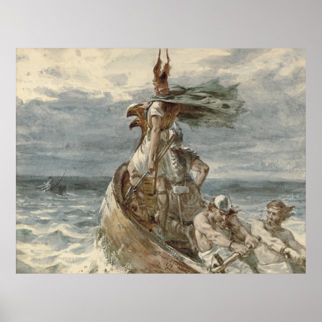 Póster Pintura de Vikings de Raiding de época (1873) (Frente)