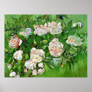Póster Pintura de Vincent Van Gogh, rosas aún rosadas de 