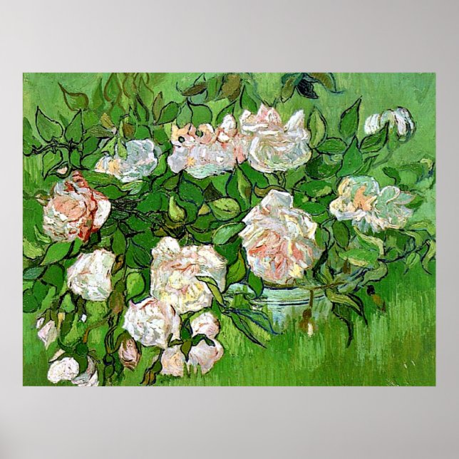 Póster Pintura de Vincent Van Gogh, rosas aún rosadas de  (Frente)