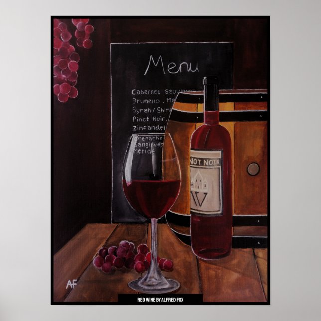 Póster Pintura de Vino Tinto de Alfred Fox (Frente)