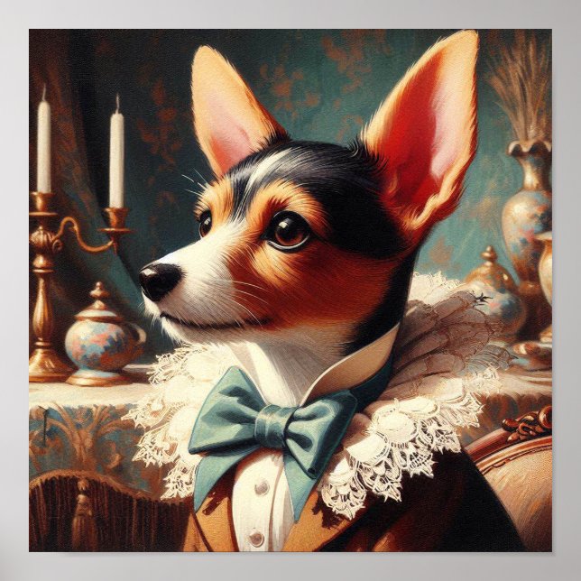 Póster Pintura de Vintage Toy Fox Terrier (Frente)