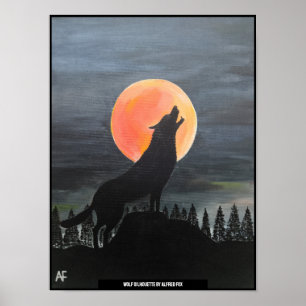 Póster Pintura de Wolf Silhouette de Alfred Fox