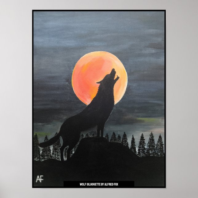 Póster Pintura de Wolf Silhouette de Alfred Fox (Frente)
