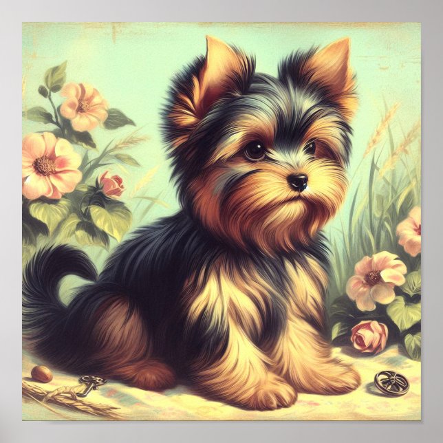Póster Pintura de Yorkshire Terrier (Frente)