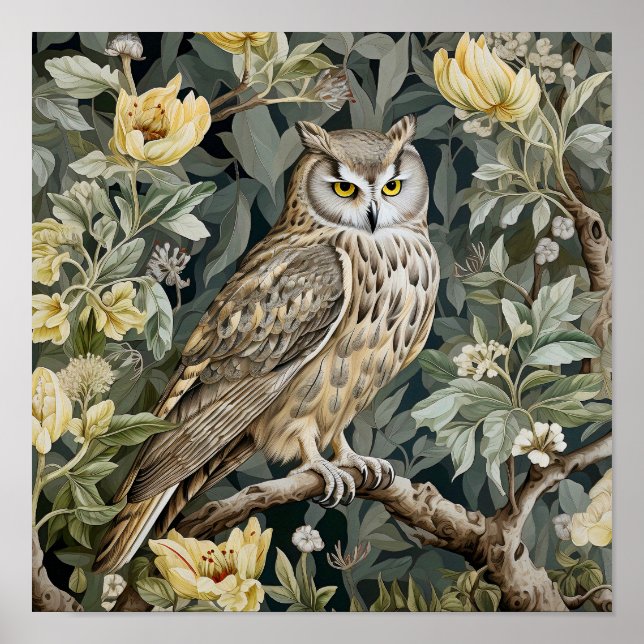 Póster Pintura decorativa de búho (Frente)
