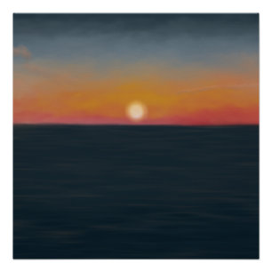 Póster Pintura del atardecer en el océano pacífico