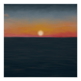 Póster Pintura del atardecer en el océano pacífico