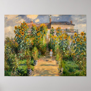 Póster Pintura del camino del jardín de girasoles