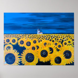 Póster Pintura del Campo de Girasoles por Alfred Fox