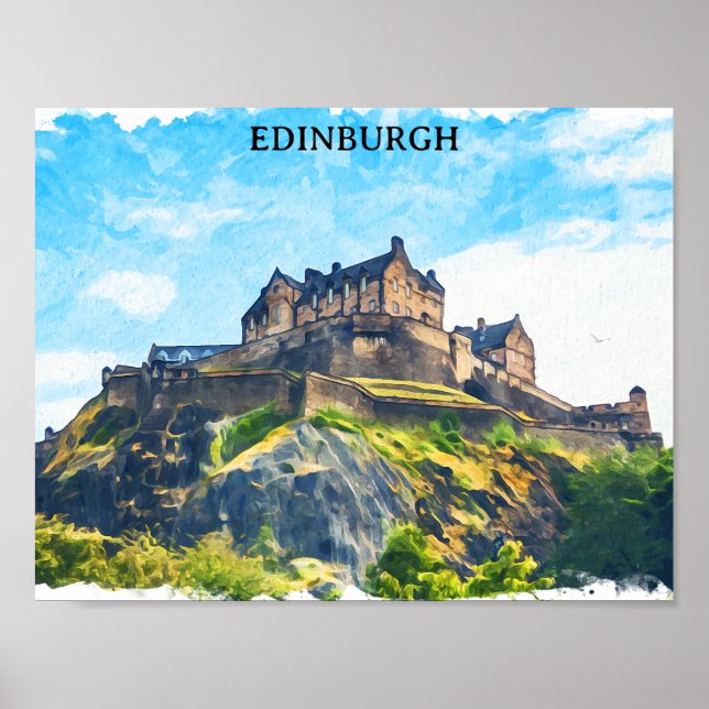 Póster Pintura del castillo escocés de Guay Edinburgh (Frente)