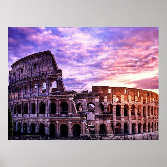 Póster Pintura del Coliseo en Roma al atardecer (Frente)