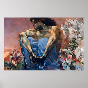 Póster Pintura del Demonio Sentado Vintage por Mikhail Vr