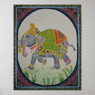 Póster pintura del elefante indio