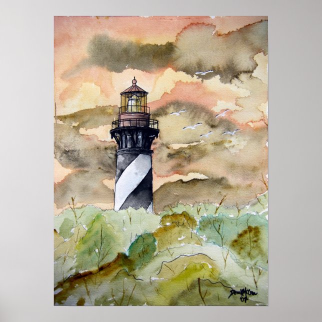 Póster Pintura del faro de St Augustine Florida (Frente)