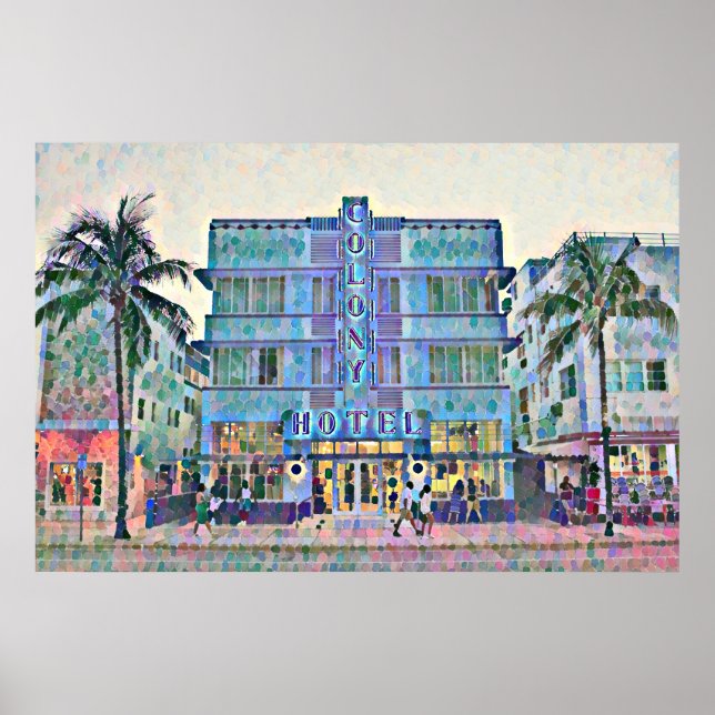 Póster Pintura del Hotel Art Deco de Miami Beach 2 (Frente)