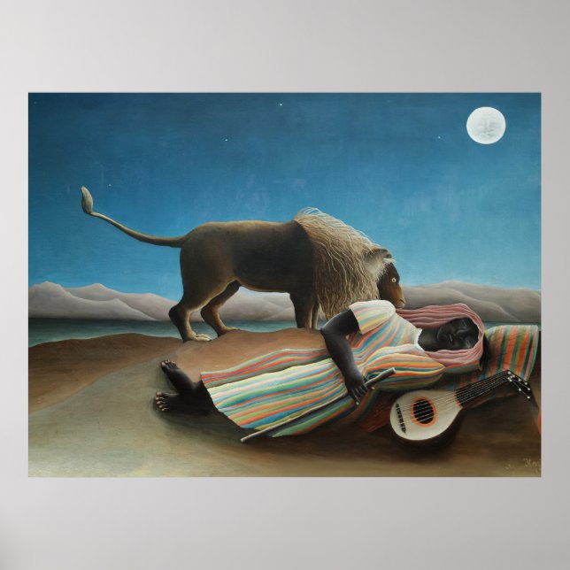 Póster Pintura del león gitanos durmientes de Henri Rouss (Frente)