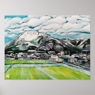 Póster Pintura del Monte Fuji por Alfred Fox