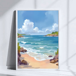 Póster Pintura del océano de la bahía de la playa de Cape