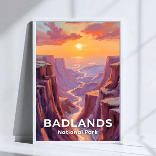Póster Pintura del Parque Nacional Badlands Dakota del Su