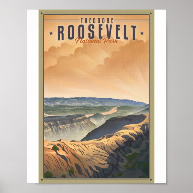 Póster Pintura del parque nacional de Theodore Roosevelt  (Frente)