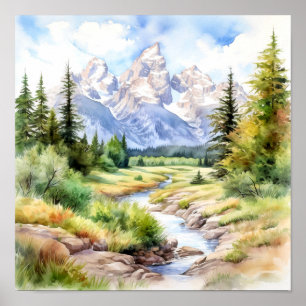Póster Pintura del parque nacional del Gran Tetón