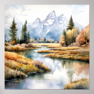 Póster Pintura del parque nacional del Gran Tetón
