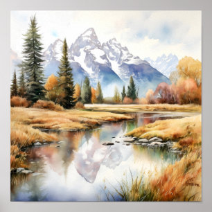 Póster Pintura del parque nacional del Gran Tetón