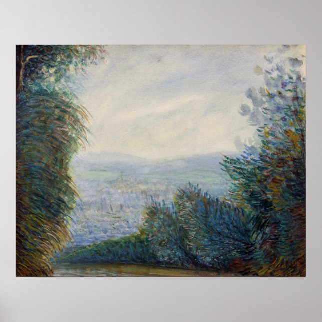 Póster Pintura del río Oise en el valle de Renoir Auvers (Frente)