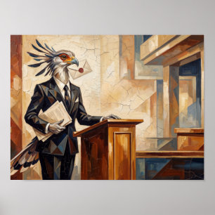 Póster Pintura del secretario con traje