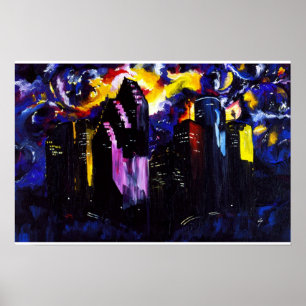 Póster Pintura del Skyline de Houston