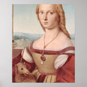 Póster Pintura del Unicornio y la Dama del Renacimiento d