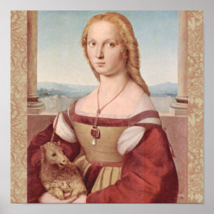 Póster Pintura del Unicornio y la Dama del Renacimiento d