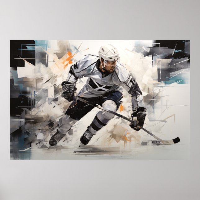 Póster Pintura deportiva de Hockey sobre hielo Resumen Ar (Frente)
