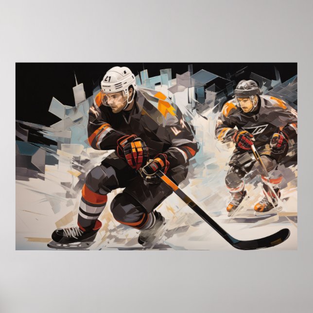 Póster Pintura deportiva de Hockey sobre hielo Resumen Ar (Frente)