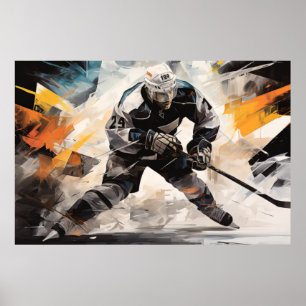 Póster Pintura deportiva de Hockey sobre hielo Resumen Ar