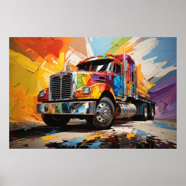 Póster Pintura deportiva de Truck Action Resumen de decor (Frente)