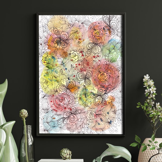 Póster Pintura detallada de dibujos de dibujos de dibujos (Subido por el creador)