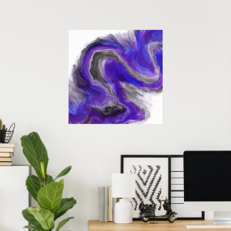 Póster Pintura digital abstracta de ondas moradas