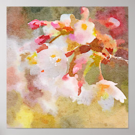 Póster Pintura digital de color de agua en flores de cere