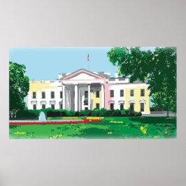 Póster Pintura digital de la Casa Blanca - Washington DC