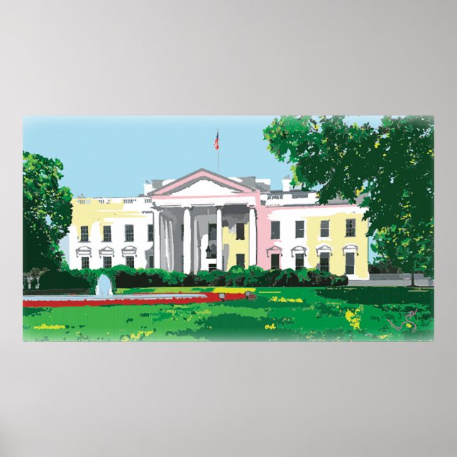 Póster Pintura digital de la Casa Blanca - Washington DC (Frente)
