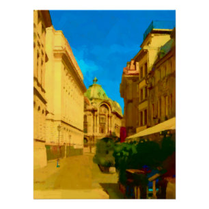 Póster Pintura digital de la ciudad de Bucarest